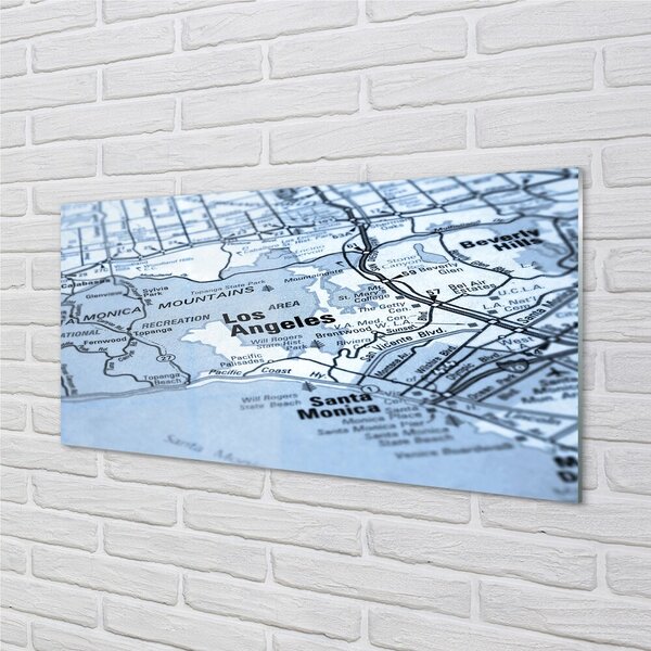 Quadro in vetro Mappa della città 100x50 cm 2 appendini