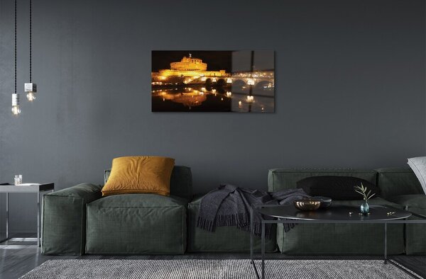 Quadro in vetro Notte dei ponti sul fiume roma 100x50 cm 2 appendini