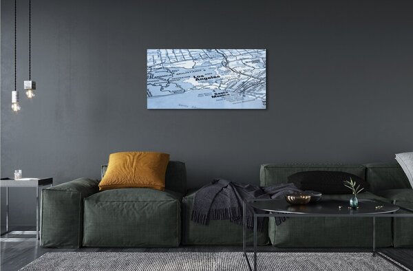 Quadro in vetro Mappa della città 100x50 cm 2 appendini