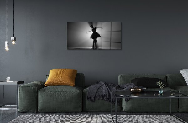 Quadro di vetro Ballerina sfondo grigio 100x50 cm 2 appendini