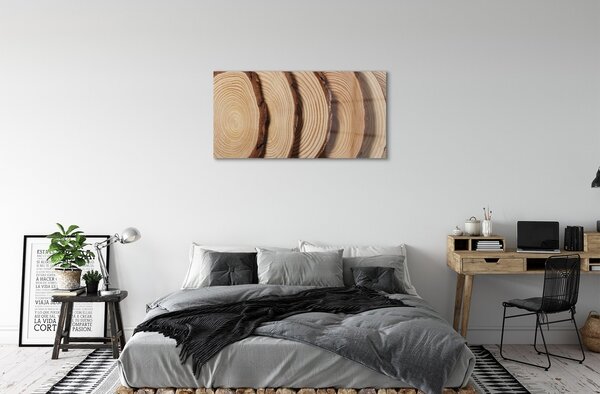 Quadro in vetro Fette di legno 100x50 cm 2 appendini