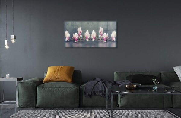 Quadro di vetro Filiale magnolia 100x50 cm 2 appendini