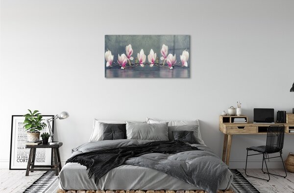 Quadro di vetro Filiale magnolia 100x50 cm 2 appendini