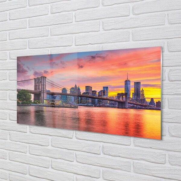 Quadro su vetro Ponte dell'alba 100x50 cm 2 appendini