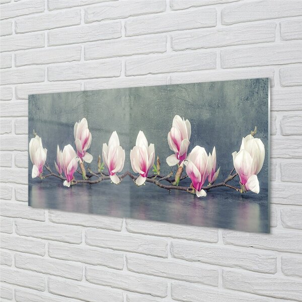 Quadro di vetro Filiale magnolia 100x50 cm 2 appendini