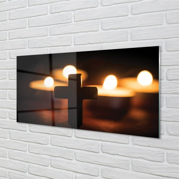 Quadro di vetro Croce di candela 100x50 cm 2 appendini