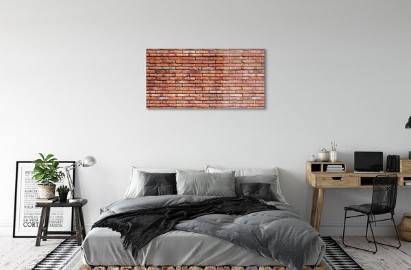 Quadro in vetro Muro di mattoni vintage 100x50 cm 2 appendini