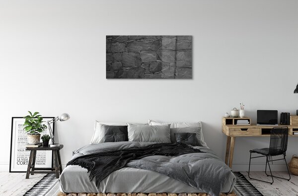 Quadro vetro Muro di pietra 100x50 cm 2 appendini