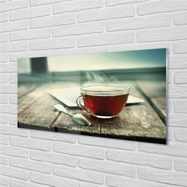 Quadro su vetro Cucchiaio da tè caldo 100x50 cm 2 appendini