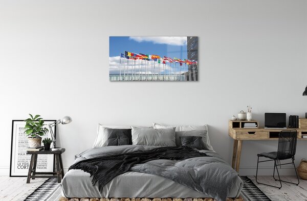 Quadro in vetro Diverse bandiere 100x50 cm 2 appendini