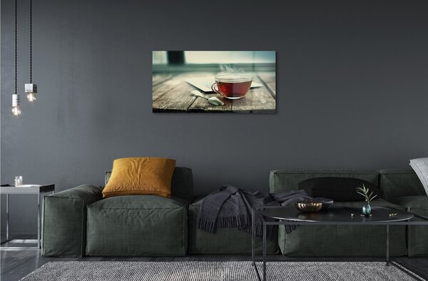 Quadro su vetro Cucchiaio da tè caldo 100x50 cm 2 appendini