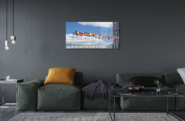 Quadro in vetro Diverse bandiere 100x50 cm 2 appendini