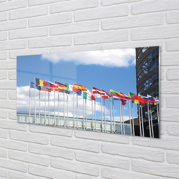Quadro in vetro Diverse bandiere 100x50 cm 2 appendini