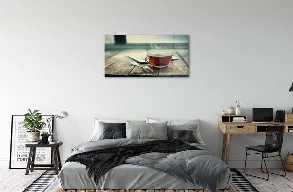 Quadro su vetro Cucchiaio da tè caldo 100x50 cm 2 appendini