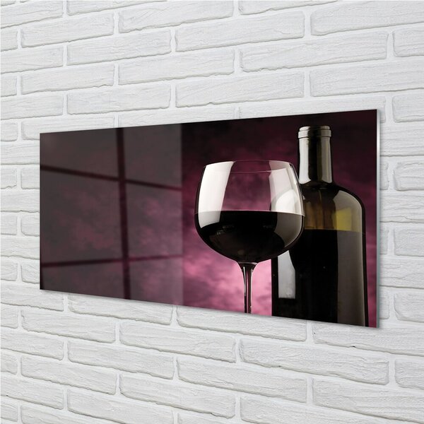 Quadro in vetro Bottiglia di pinna e bicchiere 100x50 cm 2 appendini