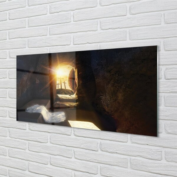 Quadro su vetro Croci del sole in grotta 100x50 cm 2 appendini