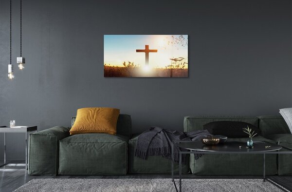 Quadro di vetro Sole in campo aperto 100x50 cm 2 appendini