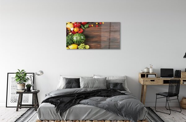 Quadro in vetro Pomodori anguria aneto 100x50 cm 2 appendini