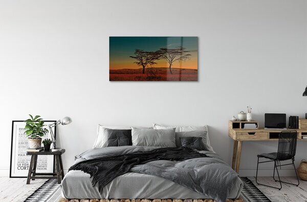 Quadro in vetro Albero cielo 100x50 cm 2 appendini