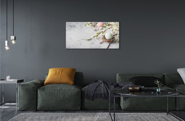 Quadro in vetro Fiori d'uovo 100x50 cm 2 appendini