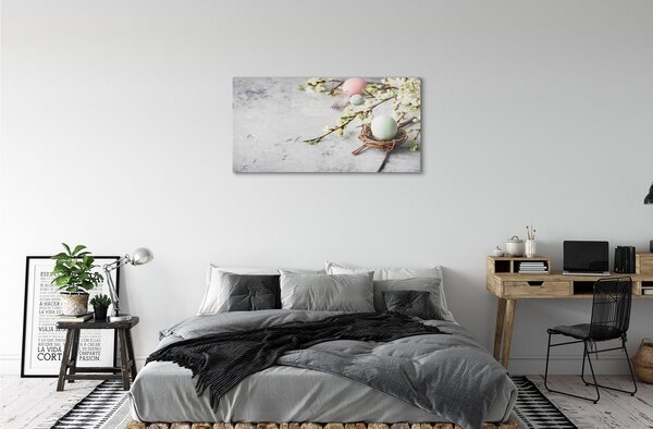 Quadro in vetro Fiori d'uovo 100x50 cm 2 appendini