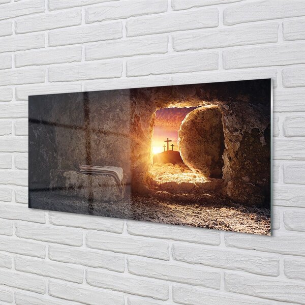 Quadro su vetro Croci del sole in grotta 100x50 cm 2 appendini