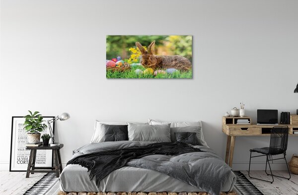 Quadro in vetro Uova di coniglio prato 100x50 cm 2 appendini