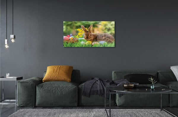 Quadro in vetro Uova di coniglio prato 100x50 cm 2 appendini