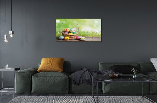 Quadro su vetro Prato a cesto d'uovo 100x50 cm 2 appendini