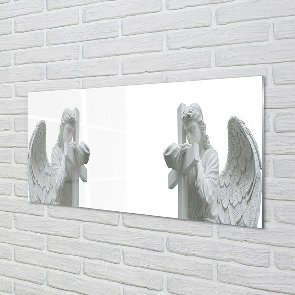 Quadro vetro Angeli in preghiera 100x50 cm 2 appendini