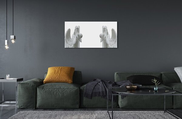 Quadro vetro Angeli in preghiera 100x50 cm 2 appendini
