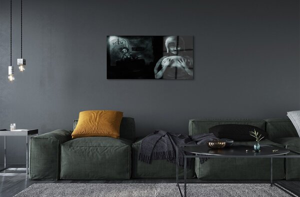 Quadro in vetro Personaggi oscuri 100x50 cm 2 appendini