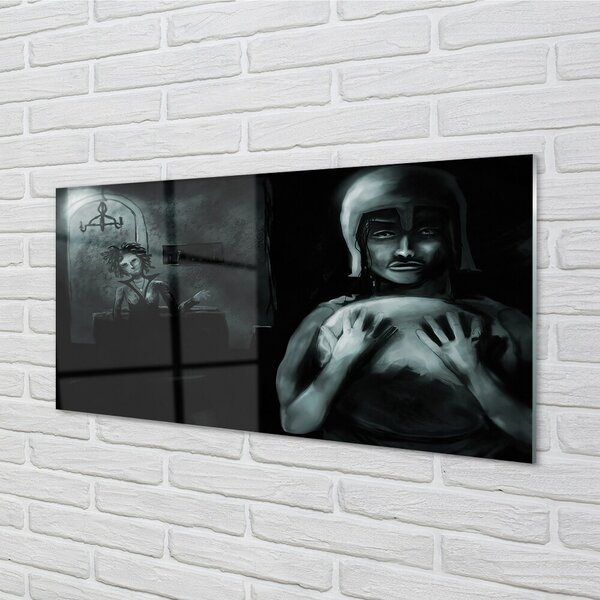 Quadro in vetro Personaggi oscuri 100x50 cm 2 appendini