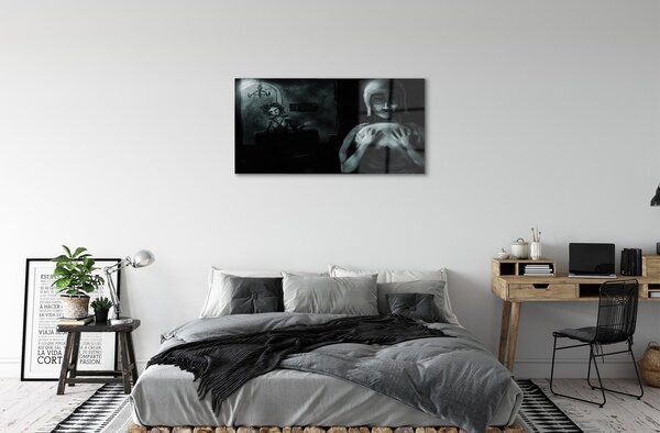 Quadro in vetro Personaggi oscuri 100x50 cm 2 appendini
