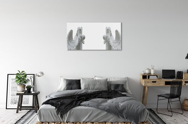 Quadro vetro Angeli in preghiera 100x50 cm 2 appendini