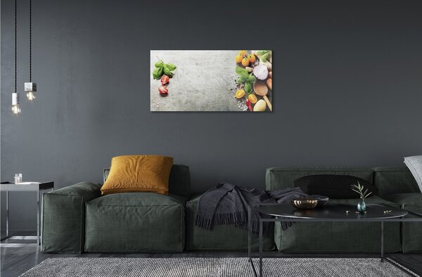 Quadro di vetro Sale pepe cipolla rossa 100x50 cm 2 appendini