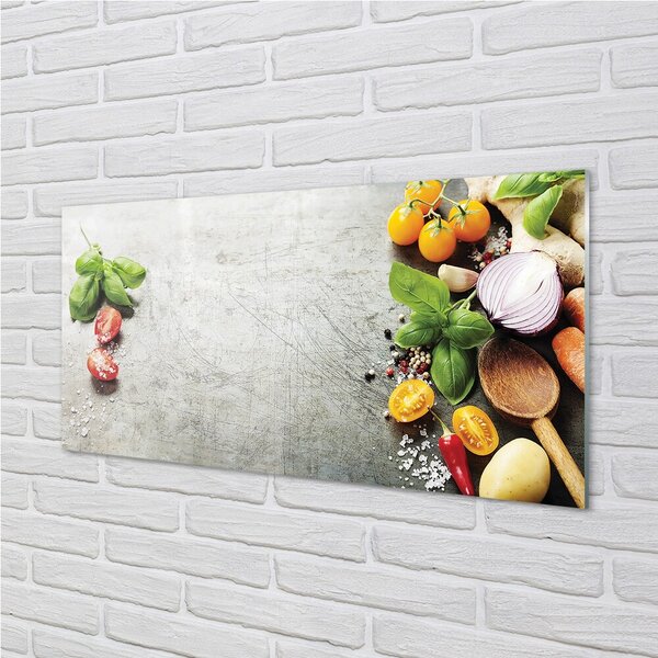Quadro di vetro Sale pepe cipolla rossa 100x50 cm 2 appendini