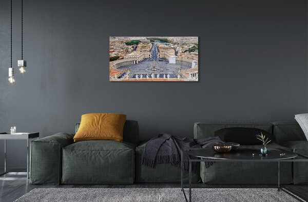 Quadro di vetro Panorama di piazza del vaticano a roma 100x50 cm 2 appendini