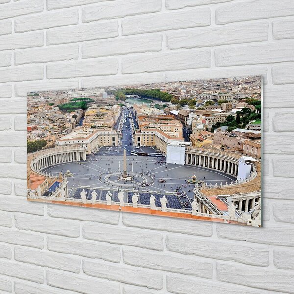 Quadro di vetro Panorama di piazza del vaticano a roma 100x50 cm 2 appendini