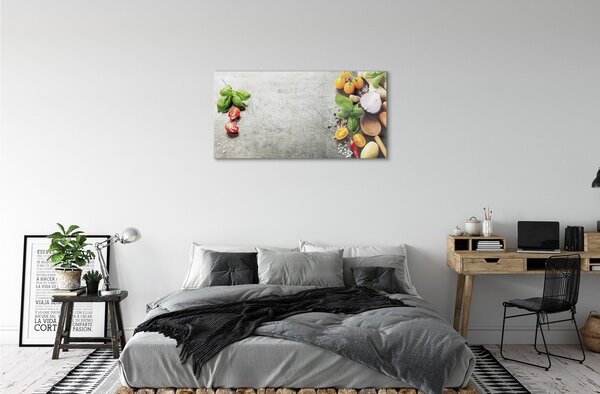Quadro di vetro Sale pepe cipolla rossa 100x50 cm 2 appendini