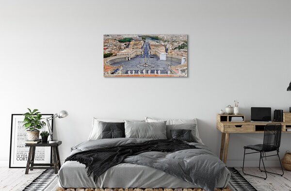 Quadro di vetro Panorama di piazza del vaticano a roma 100x50 cm 2 appendini