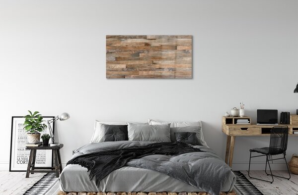 Quadro in vetro Pannelli in legno a listoni 100x50 cm 2 appendini