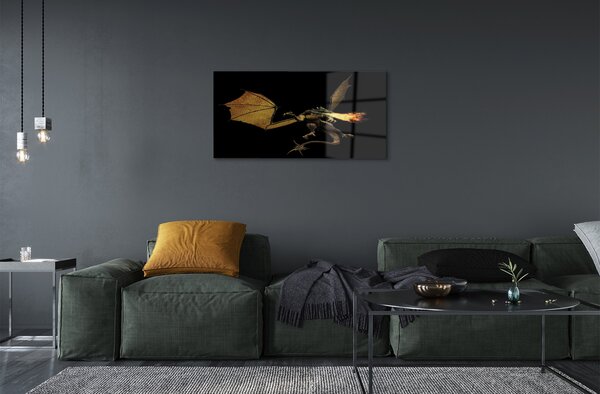 Quadro su vetro Drago sputafuoco 100x50 cm 2 appendini
