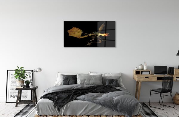 Quadro su vetro Drago sputafuoco 100x50 cm 2 appendini