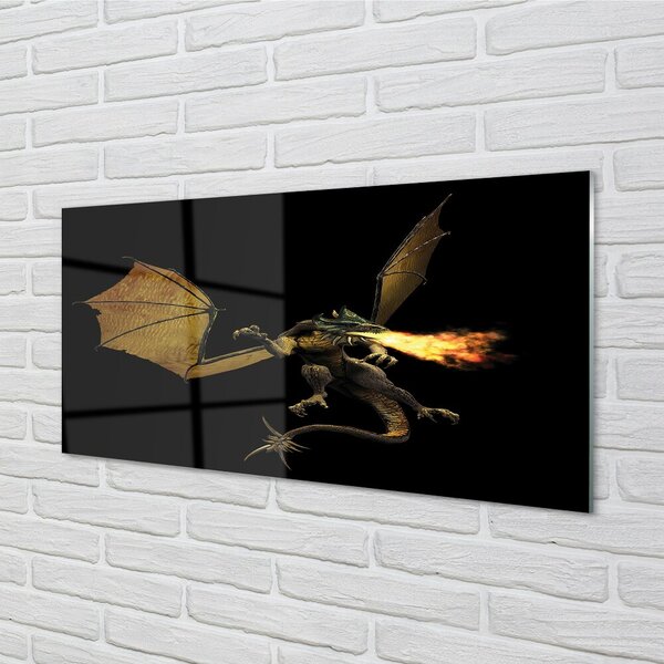 Quadro su vetro Drago sputafuoco 100x50 cm 2 appendini