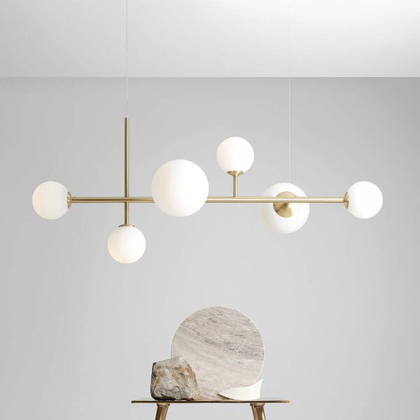 Lampada a sospensione in vetro Joel ALDEX, dimmerabile, Ottone / Oro, Soggiorno / Sala da pranzo, Metallo, Lampada a sospensione