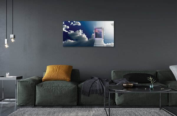 Quadro in vetro La scala degli occhi del cielo 100x50 cm 2 appendini