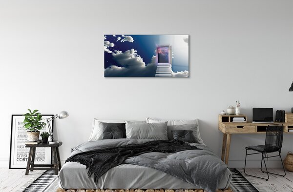 Quadro in vetro La scala degli occhi del cielo 100x50 cm 2 appendini