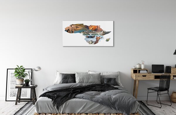 Quadro su vetro Zebra giraffa tigre 100x50 cm 2 appendini