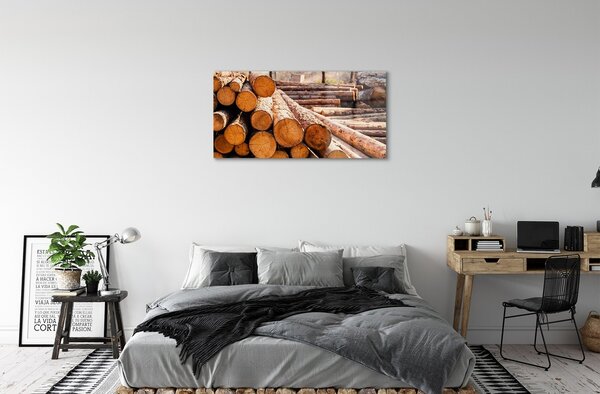 Quadro di vetro Tronchi di composizione del legno 100x50 cm 2 appendini